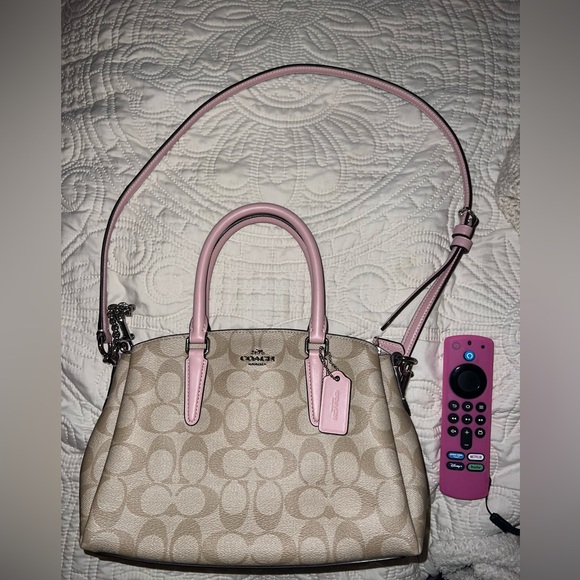 Coach mini sage carryall in signature canvas khaki/carnation new without tags - Picture 10 of 10